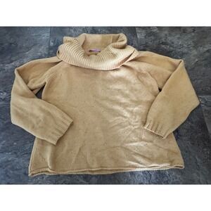 Hekla &‎ Co. Women's Tan Merino Wool Cashmere Blend Cowl Neck Sweater